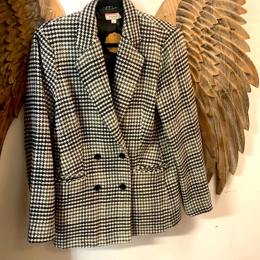 Andre by unit double breasted blazer black/White/Grey
